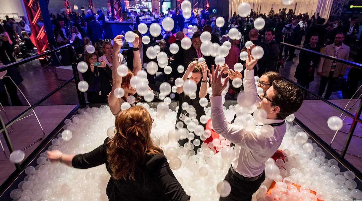 Guests interacting with an immersive event installation